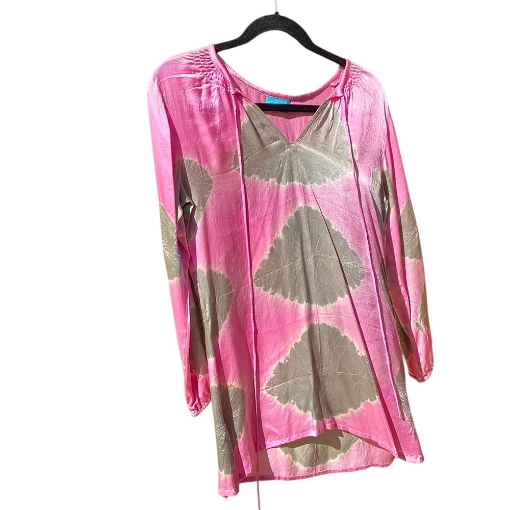 Letarte Hawaii silk coverup in pink and gray